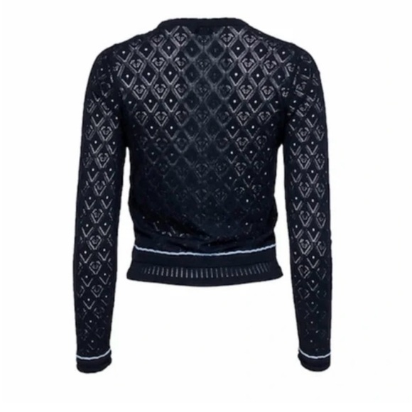 SANDRO Bomi Openwork Geo-Pattern Scalloped Trim Stretch Knit Cardigan size 1 XS - Picture 5 of 7